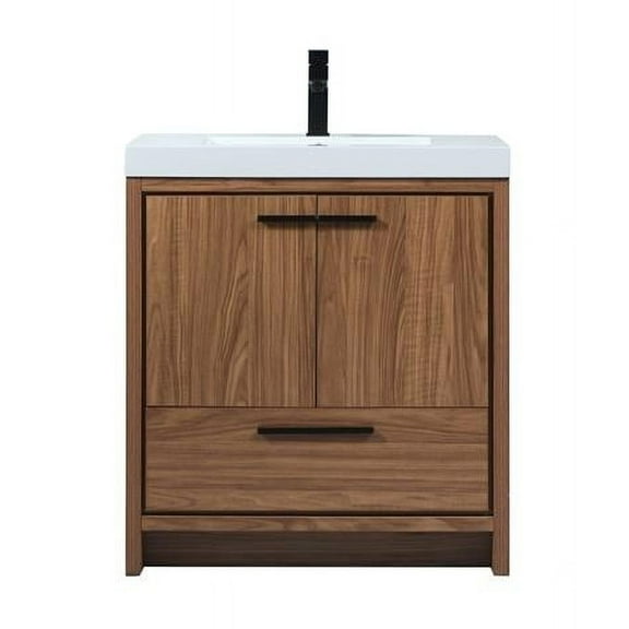 34 x 19 x 30 in. Single Bathroom Vanity, Walnut Brown