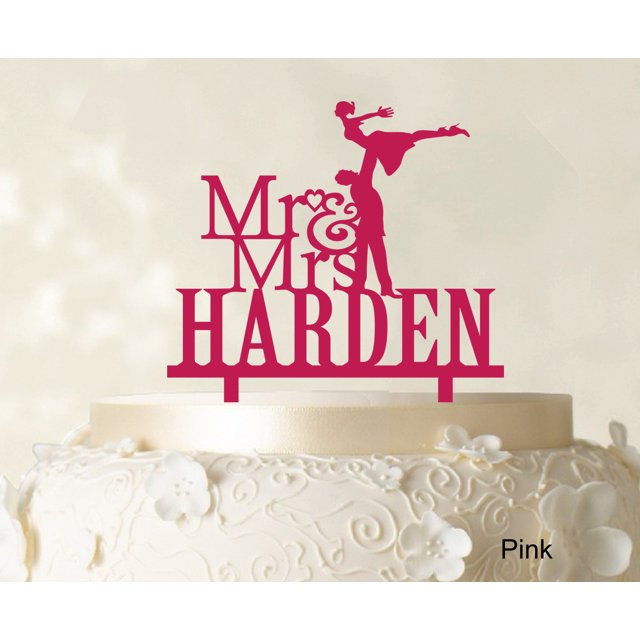 Personalized Mr & Mrs Couple Cake Topper Personalized Pink Cake Topper Color Option Available 5-7 Inches Wide