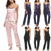 Hot Women Lady Silk Satin Pajamas Set Pyjama Sleepwear Nightwear Loungewear Homewear