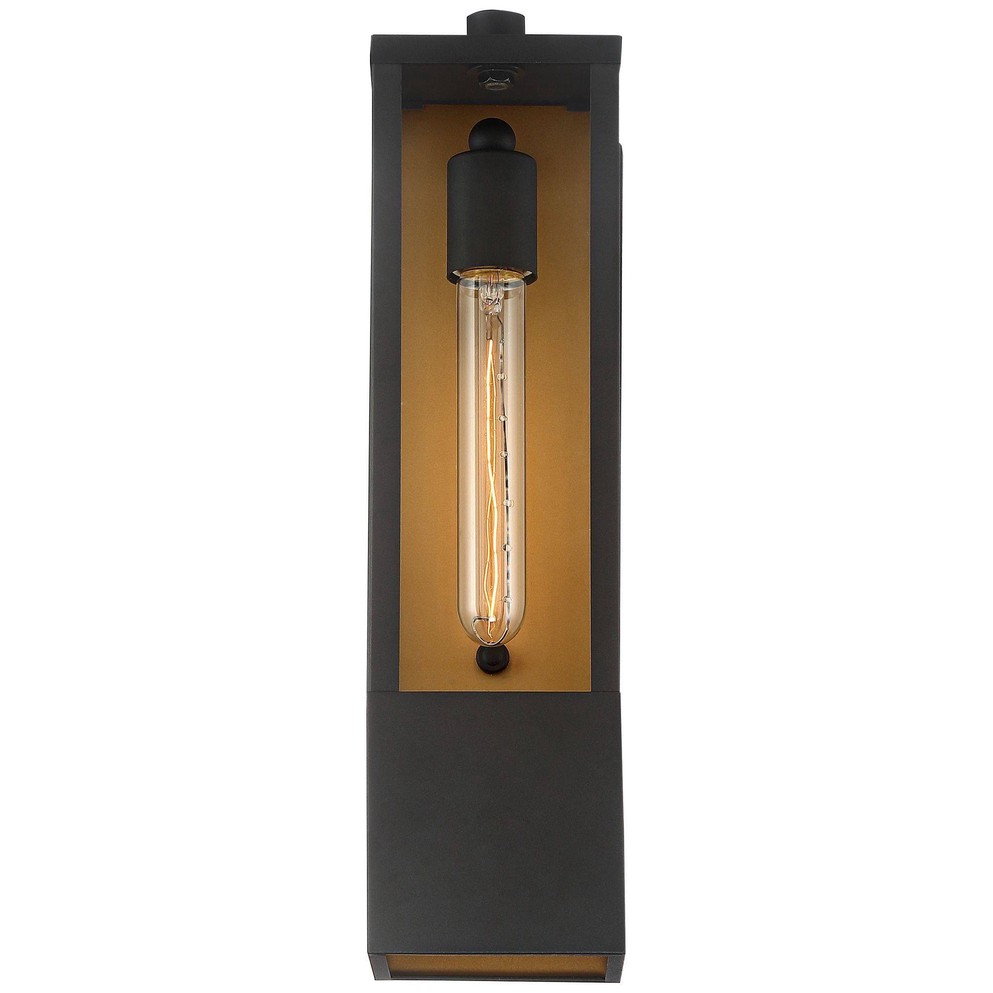 Possini Euro Design Berk Modern Outdoor Wall Light Fixtures Set of 2 Textured Black Gold Metal 16" Clear Glass for Post Exterior Barn