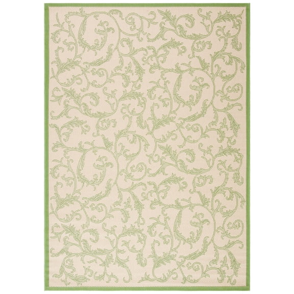 Safavieh Courtyard Kevin Floral Indoor/Outdoor Area Rug, Natural/Olive, 5'3" x 7'7"