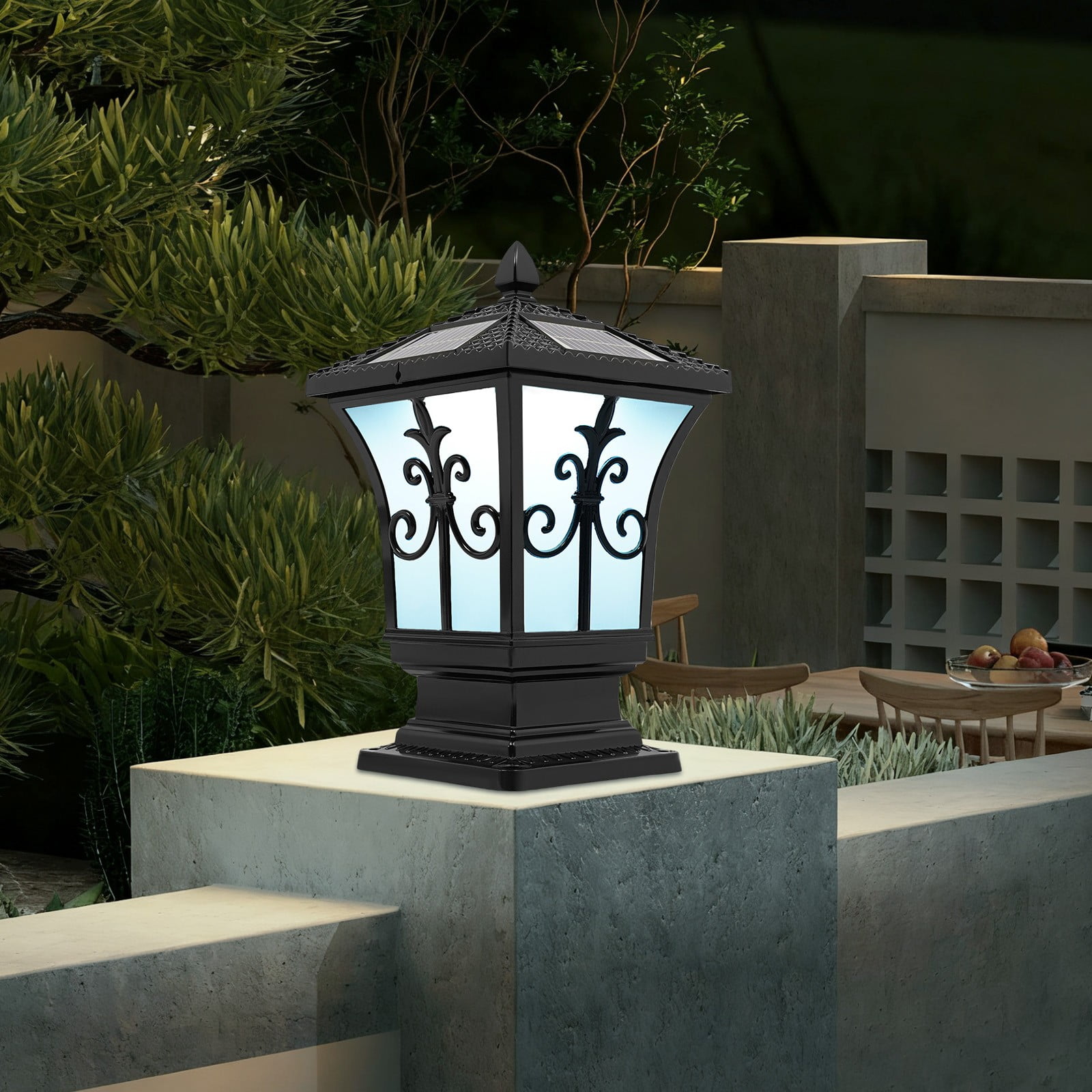 Black Outdoor Solar Post Light, Solar Powered Pillar Light, Garden Light For Installation In The Courtyard, Villa, Porch, Garage, Aisle, Balcony