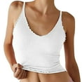 thumbnail image 5 of Tittly Womens Tank Tops Vest for Women Women's Ruffle V Neck Cropped Top Workout Basics Stretch Slim Outerwear Top Sleeveless Tops for Women Camisole Tops for Women White S, 5 of 5