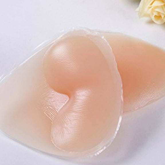 Mobutofu Women Strapless Adhesive Silicone Bra 1Pcs Self Adhesive Front Closure V Shape Invisible F Cup Nude