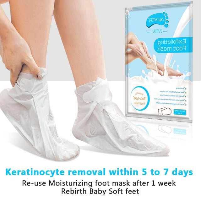 1 par de mascarillas exfoliantes para pies, pedicura, removedor de piel muerta (leche) Likrtyny cuidado belleza