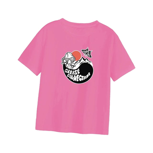 Tops de manga corta Ropa Dibujos animados Moda Casual Camisetas para mujer Tops de cuello redondo ROSA ROSA