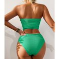 thumbnail image 4 of MIXUE Swim Suits for Women Solid Color Bikini Sets for Women Split Special Fabric Bandeau Swimwears Beachwear,Green,L, 4 of 6
