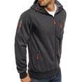 thumbnail image 2 of SWSMCLT Men's Zip Up Hoodie Sweatshirt Spring Pocket Fashion Hoodies Hooded Top Winter Long Sleeve Lined Full Zip Fashion Zipper Grey Large, 2 of 2