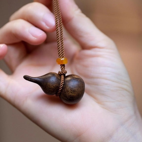 Agarwood Gourd Pendant Natural Carved Sinking Wood Unisex Necklace Couple Amulet Feng Shui Lucky Charm Ornament