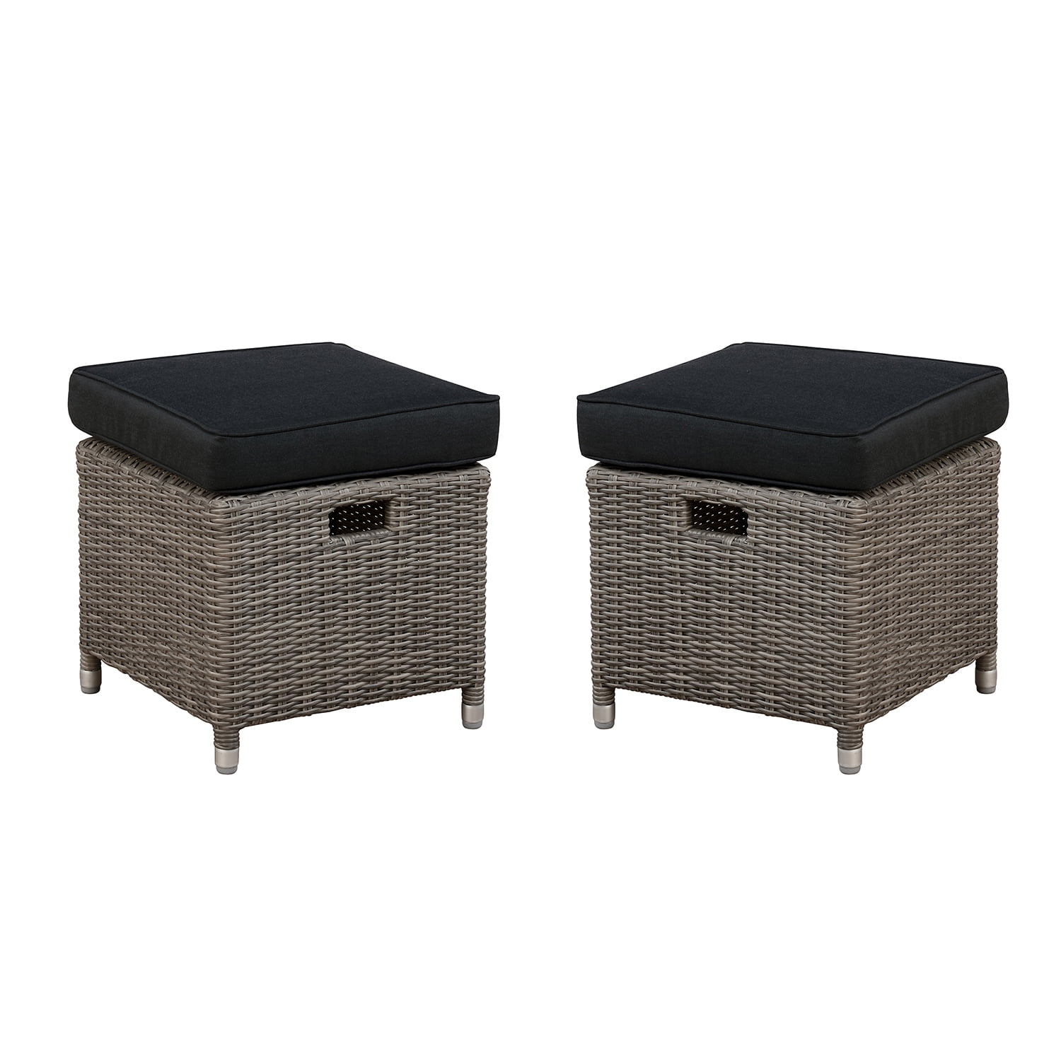 Monaco AllWeather Outdoor 17" Square Ottomans, Set of 2