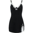 thumbnail image 4 of Womens Lace Chemise Nightgown V Neck Sleeveless Teddy Lingerie Sleepwear, 4 of 4