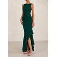 thumbnail image 4 of Vestido largo PRETTYGARDEN 2025 sin mangas con volantes, diseño de sirena, color verde, 4 of 9