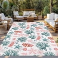 thumbnail image 2 of Coral Coastal Outdoor Rug for Patio/Deck/Porch, Non-Slip Large Area Rug 3 x 5 Ft, Blue Red Nautical Summer Beach Ocean Indoor Outdoor Rugs Washable Area Rugs, Reversible Camping Rug Carpet Runner, 2 of 8