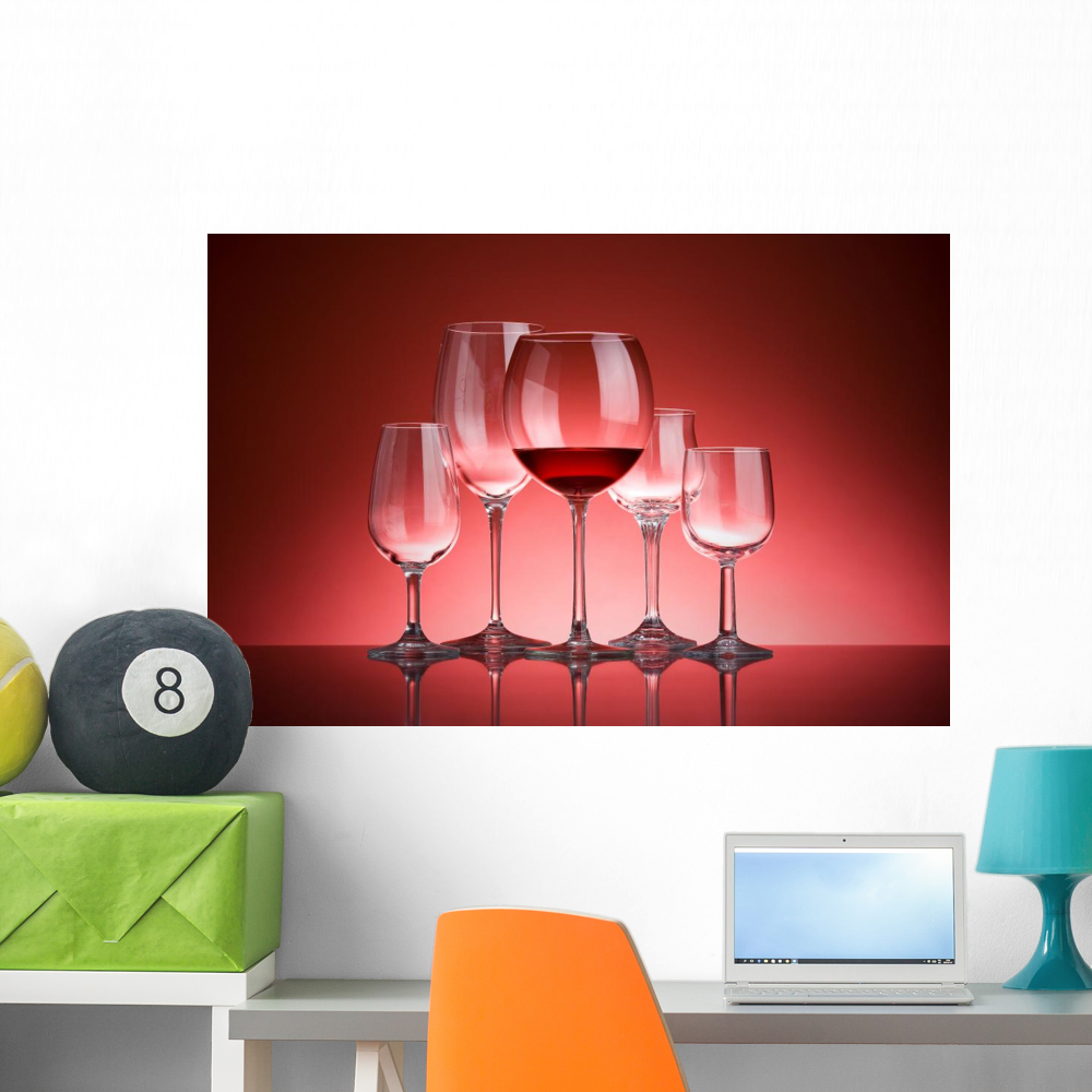 Wine Glasses Wall Mural by Wallmonkeys Peel and Stick Graphic (36 in W ...