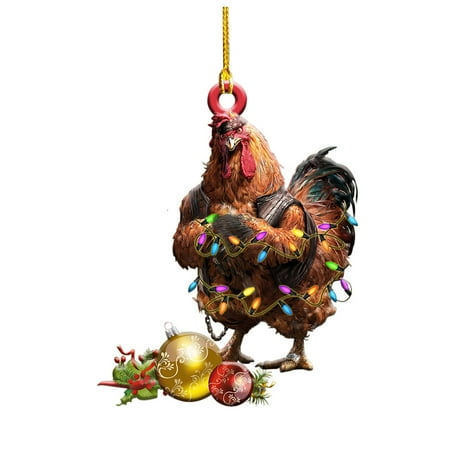 

KEUSN Amazing Christmas Chicken Acrylic Flat Pendant Christmas Day Decoration Pendant Christmas Home Car Backpack Pendant Pendant Gift