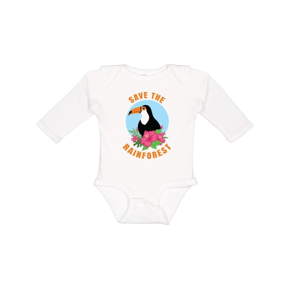 Inktastic Save the Rainforest Toucan Illustration Boys or Girls Long Sleeve Baby Bodysuit
