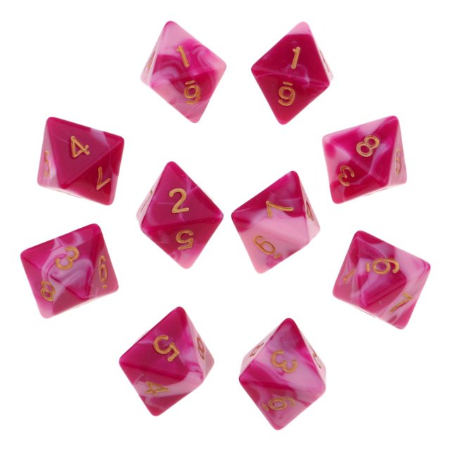10 Uds dados de poliedro de varios lados D8 para D & D TRPG juego de rosa rojo + blanco Zulema Juego de dados TRPG Dice