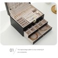 thumbnail image 2 of Organizer 3-Layer Earrings Display Compartment Jewelry Box Large Storage Case Lock Necklace Bracelet Display Stand Wedding Dark Green, 2 of 9