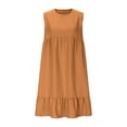 thumbnail image 4 of Plus Size Summer Dresses, Fashion Womens’s Summer Round Neck Solid Color Casual Beach Dress(Coffee,L), 4 of 5