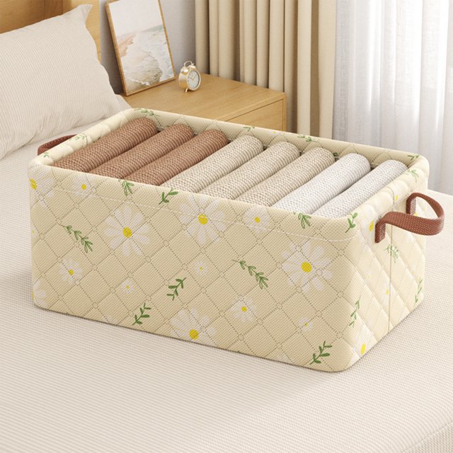 Summer Savings Storage Boxes With Double Lids And Handles- Foldable Linen Storage Bins Organizer Clothes Baskets Rectangular With Removable Divider For Home Bedroom Closet Off 2025 New