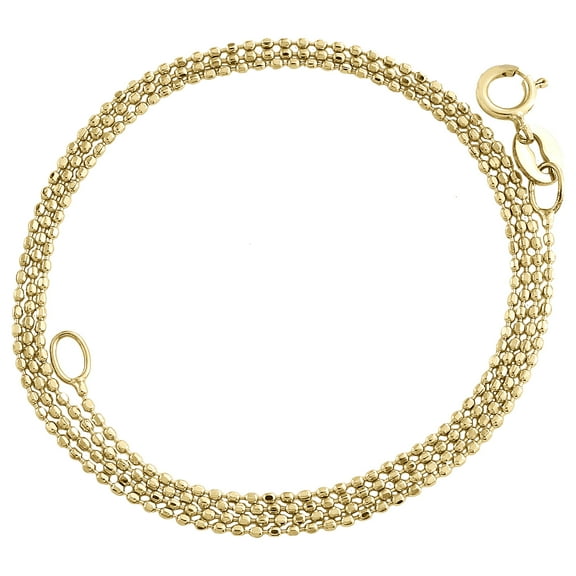 10K Yellow Gold 0.80mm Diamond Cut Beaded Chain Italian Necklace 16 Inch