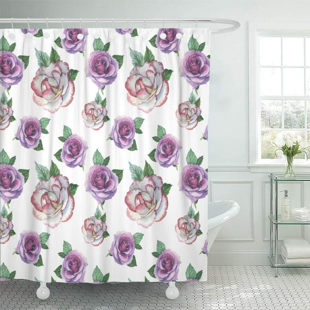 CYNLON Pink Wildflower Rose Flower in Watercolor Full Name Bathroom ...