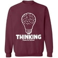 thumbnail image 2 of OXI Crewneck Sweatshirt - Thinking Please Be Patient,Basic Casual Sweatshirts for Men's and Women Fleece Sweatshirt Long Sleeve- Maroon X-Large, 2 of 2