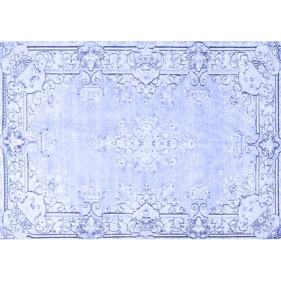 Ahgly Company Machine Washable Indoor Rectangle Persian Blue Bohemian Area Rugs, 7' x 9'