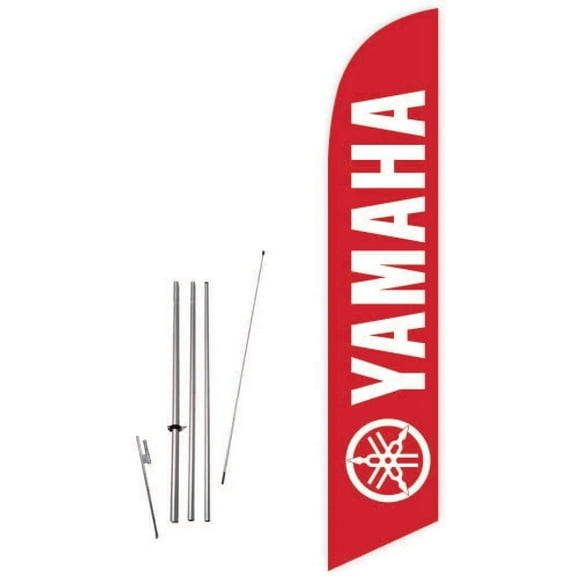 Cobb Promo Yamaha Red Feather Flag with Complete 15ft Pole kit and Ground Spike