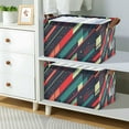 thumbnail image 2 of Yayeee Foldable Storage Basket for Shelves with Handles Set of 2 Waterproof Cloth Bins, Orange Abstract Lines, 2 of 7