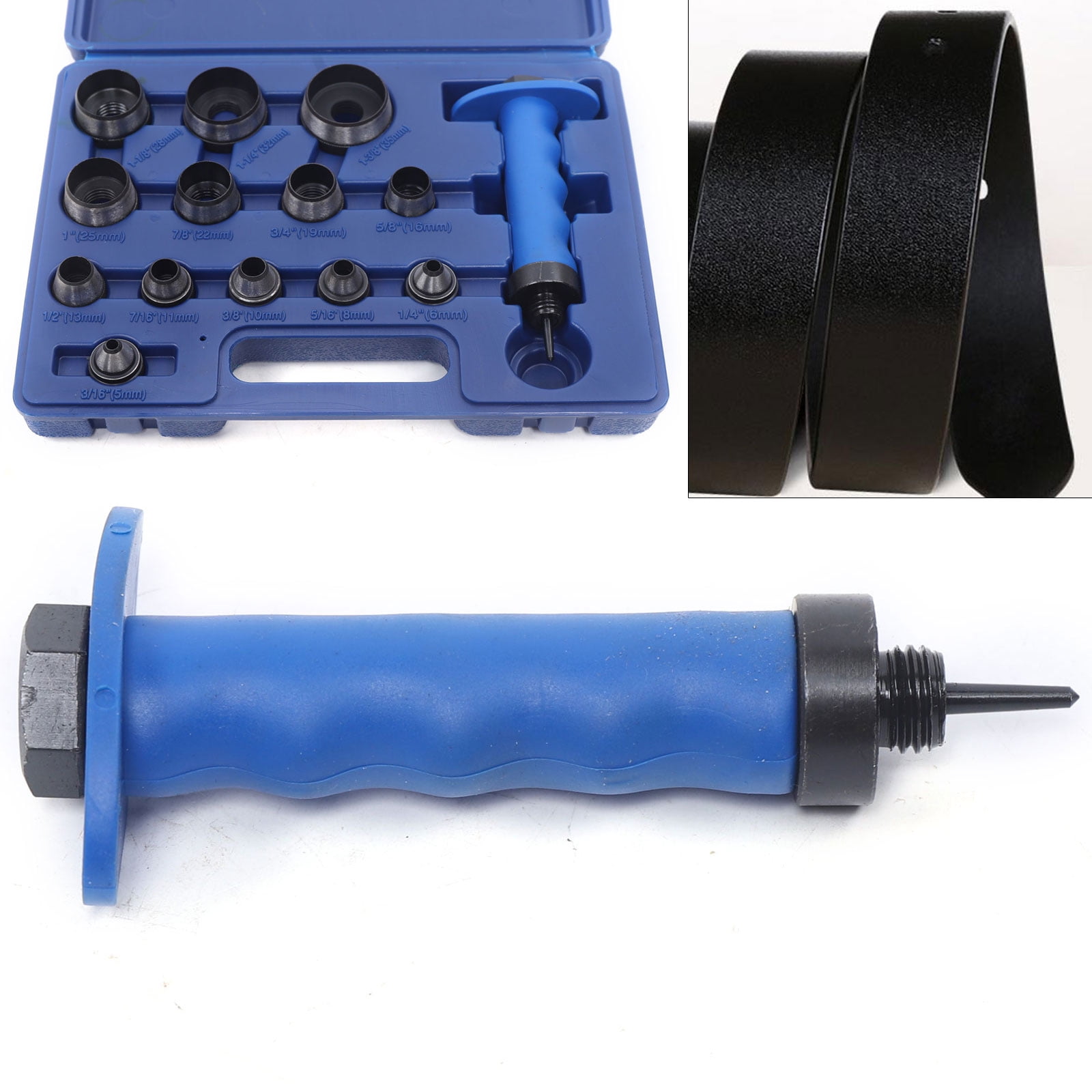 14pcs 5-35mm Manual Blue Hollow Hole Punch Kit Leather Punch Tools Hole Punch Set with Storage Case