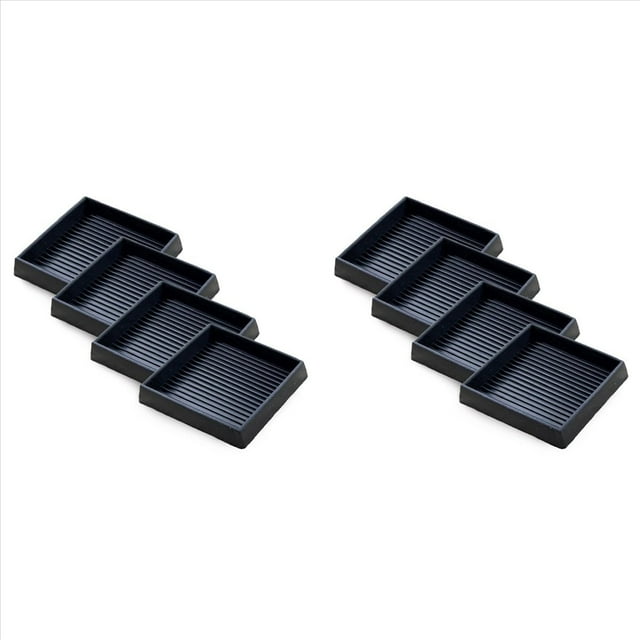 8Pcs Anti-Slip Furniture Pads- 2.5x2.5In Square Rubber Anti Skid Caster Cups, Leg Coasters-Couch, Chair, Bed Stoppers,8 * foot pads,Black