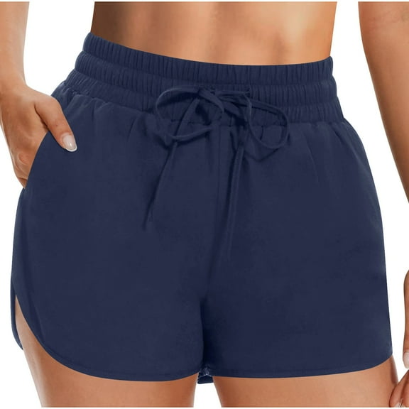 Women's Running Shorts Quick Dry Athletic Workout Beach Shorts High Waisted Active Shorts with Liner Zipper Pocket 4 Inch Activewear