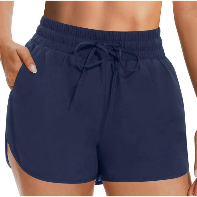 Économies d'Été RBCKVXZ Shorts à Cordon pour Femmes Athlétiques Taille Haute Décontractés pour la Course avec Poches Marine P
