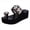 Black, variant on ZTTD Women's Thick Bottom Beading Button Toe Ring Slippers Platform Flip Flops Shoes Black