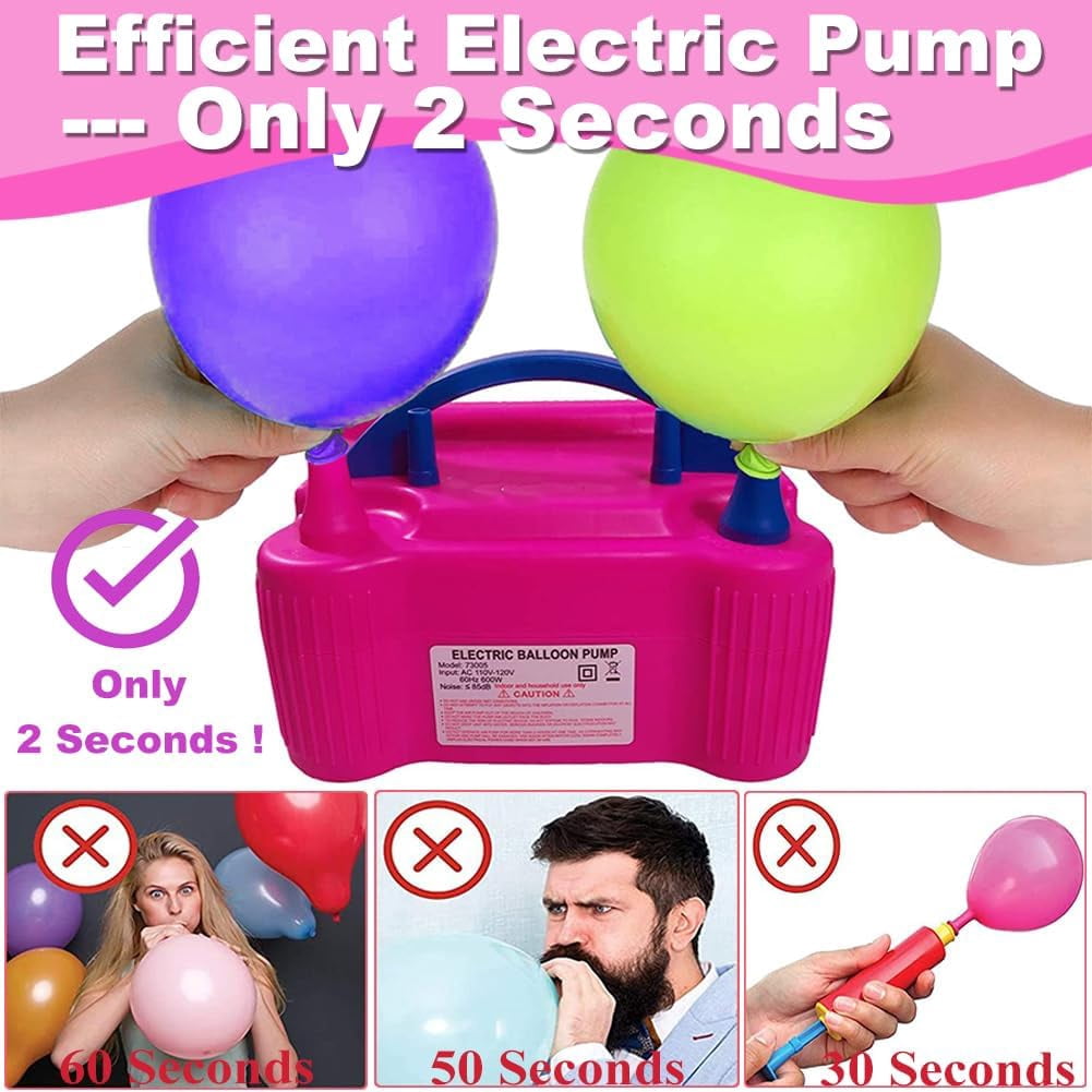 Balloon Pump Balloon Arch Kit, 170 Pcs Electric Balloon Air Pump Balloon Inflator with 12Ft Balloon Arch Stand and 100 Pcs Balloons for Birthday Wedding Party Christmas