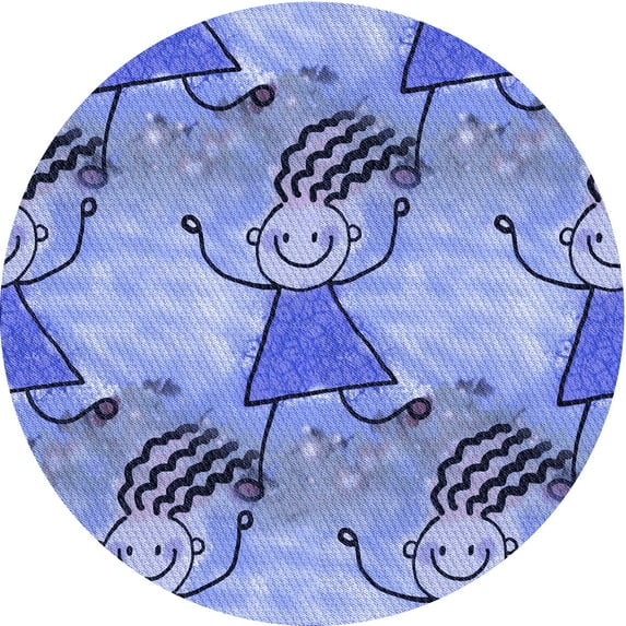 Ahgly Company Machine Washable Indoor Round Transitional Jeans Blue Area Rugs, 8' Round