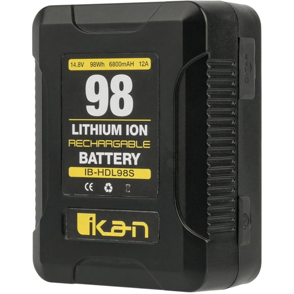 Ikan IB-HDL98 Compact High-Draw V-Mount Li-Ion Rechargeable Professional Battery, 98Wh/6800mAh Capacity, 12A Max Draw, 14.8V Output