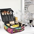 thumbnail image 5 of FORMRS Travel Makeup Bag Large Capacity Train Case Cosmetic Organizer with Adjustable Dividers, Vibrant Leaves Pattern, 5 of 8
