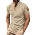 thumbnail image 2 of pstuiky camisetas camisas para hombre, Blusa informal de color liso con botones y bolsillos, manga corta y cuello alto para hombre camisetas de hombre xxxl, 2 of 9