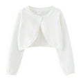 thumbnail image 3 of GYRATEDREAM Girls Long Sleeve Bolero Cardigan Kids Button Closure Knitted Shrug Cropped Sweaters Tops for 3-4Y White, 3 of 10