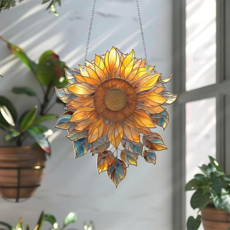 Sunflower Stained Glass Window Hangings Stained Acrylic Window