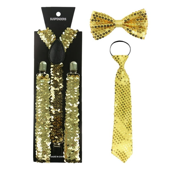 Stage Performance Adjustable Elasticated Back Suspenders Plus Solid Colour Tie Bowtie Three Piece Set Cat Ties Fabric Hair Ties Extra Long Mens Ties Bungee Ties Christmas Bow Ties for Men Dog Ties