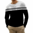 thumbnail image 2 of Goodtrade8 Casual Mens Tops Color Block Black Long Sleeve Crew Neck Winter Shirts for Men, 2 of 4