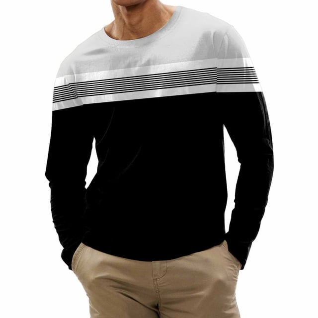 Birdeem Mode Hommes Décontracté Col Rond Manches Longues Blouse Imprimée Haut Chandail T-Shirt