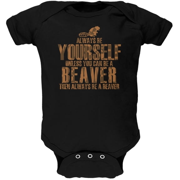 Always Be Yourself Beaver Black Soft Baby One Piece - 6 month