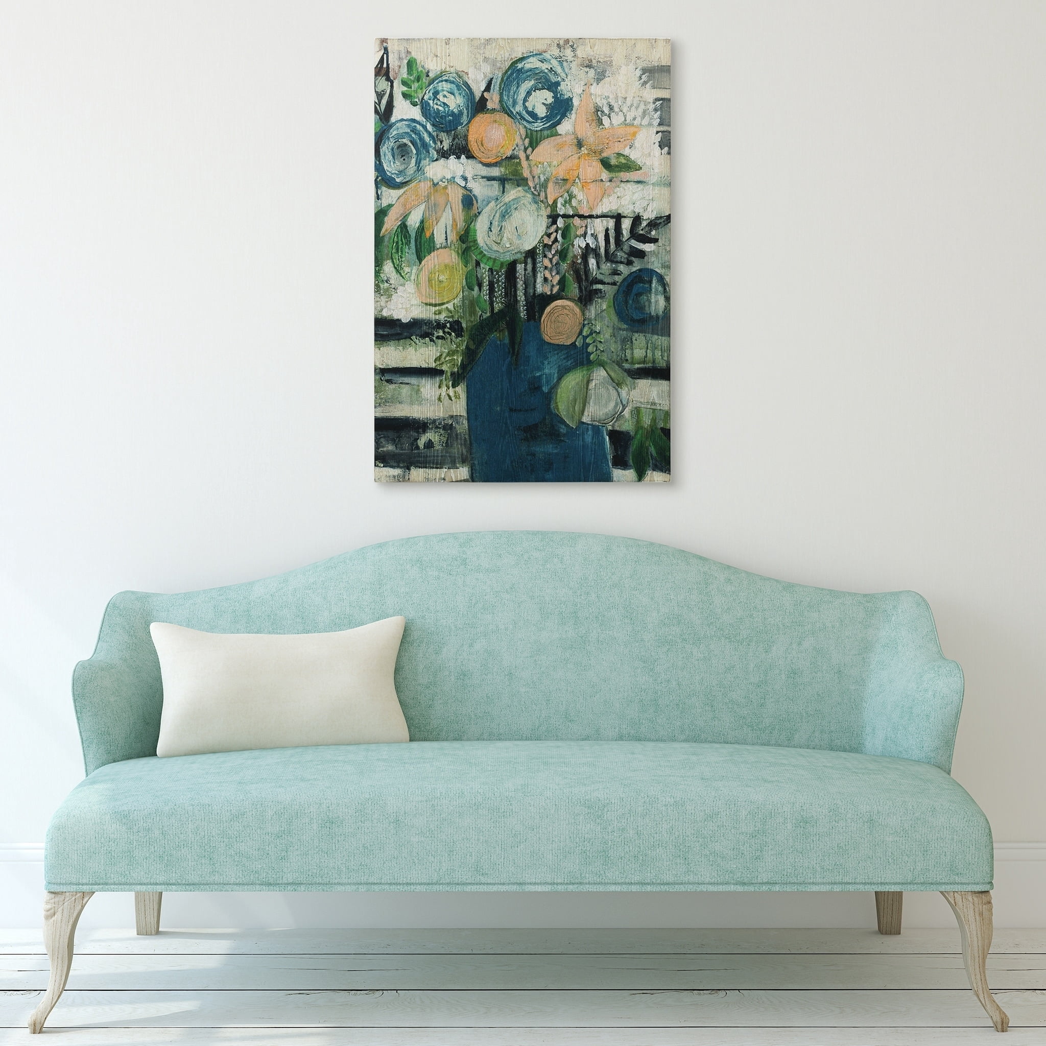 Empire Art Direct Modern Floral Stripe Fine Giclee Printed Directly on Hand Finished Ash Wood Wall Art, 36" x 24", Ready to Hang