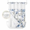 thumbnail image 2 of Blue Floral Birds No Hook Shower Curtain Waterproof, Bathroom Curtains with Snap in Liners and See Through Top Window, Farmhouse Flowers Pastoral Hotel Style Bathtub Curtains Shower 48"Wx72"L, 2 of 8