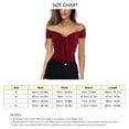 thumbnail image 4 of Blusa de verano para mujer con hombros descubiertos y manga corta, color puro, con lazo en la parte delantera, ajustada, 4 of 5