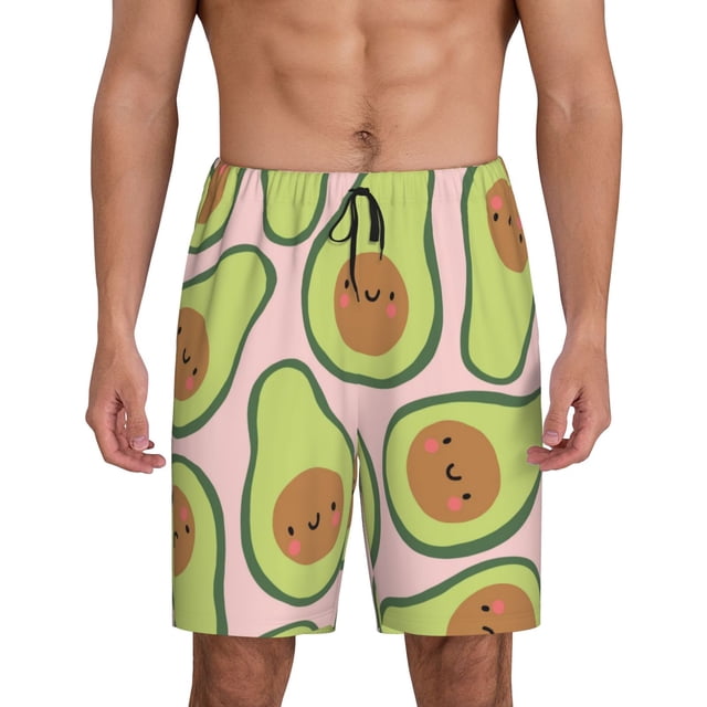 Fotbe Cute Avocado Pantalones Cortos de Pijama para Hombre, Ropa de Dormir, Pantalones de Pijama Cortos para Hombre-Small